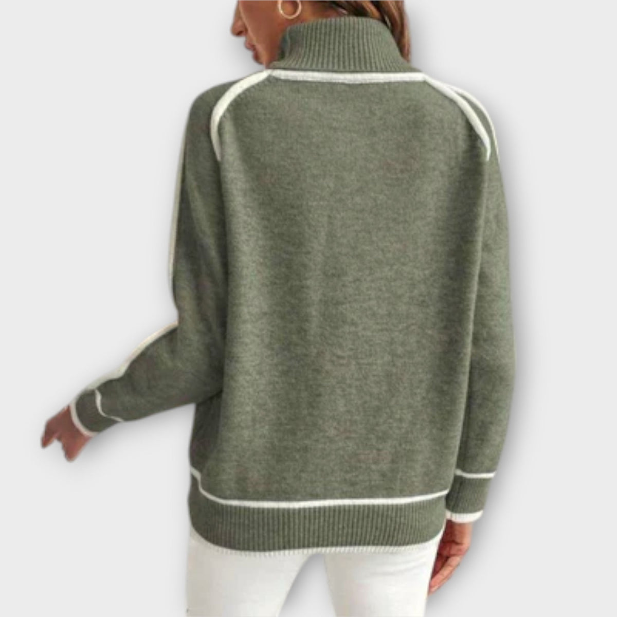 Christine | Olive Green Knit Sweater