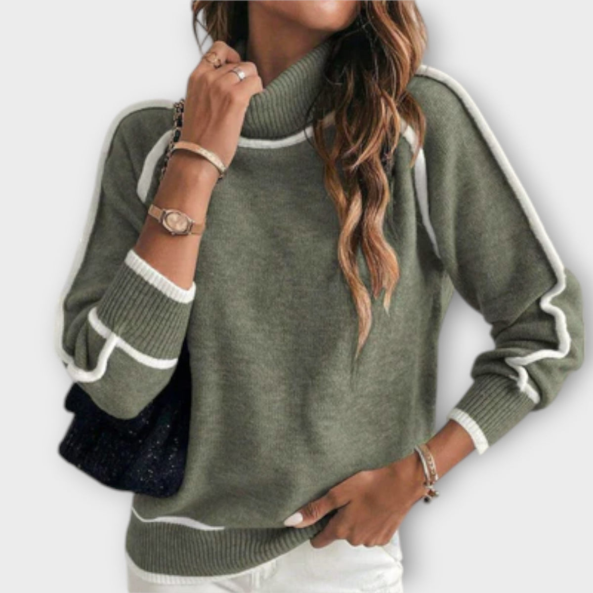 Christine | Olive Green Knit Sweater
