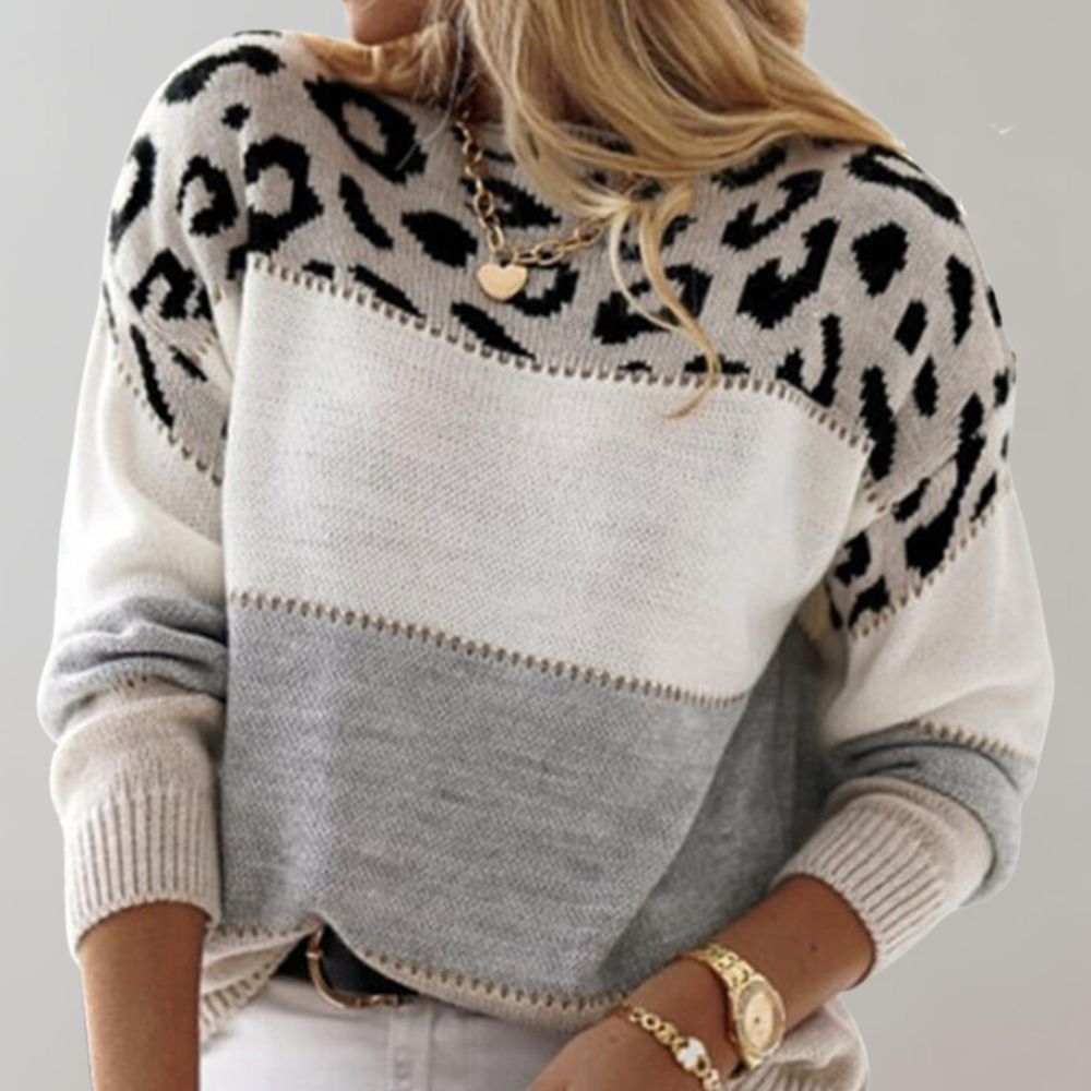 Charmaine | Leopard Accent Knit Sweater