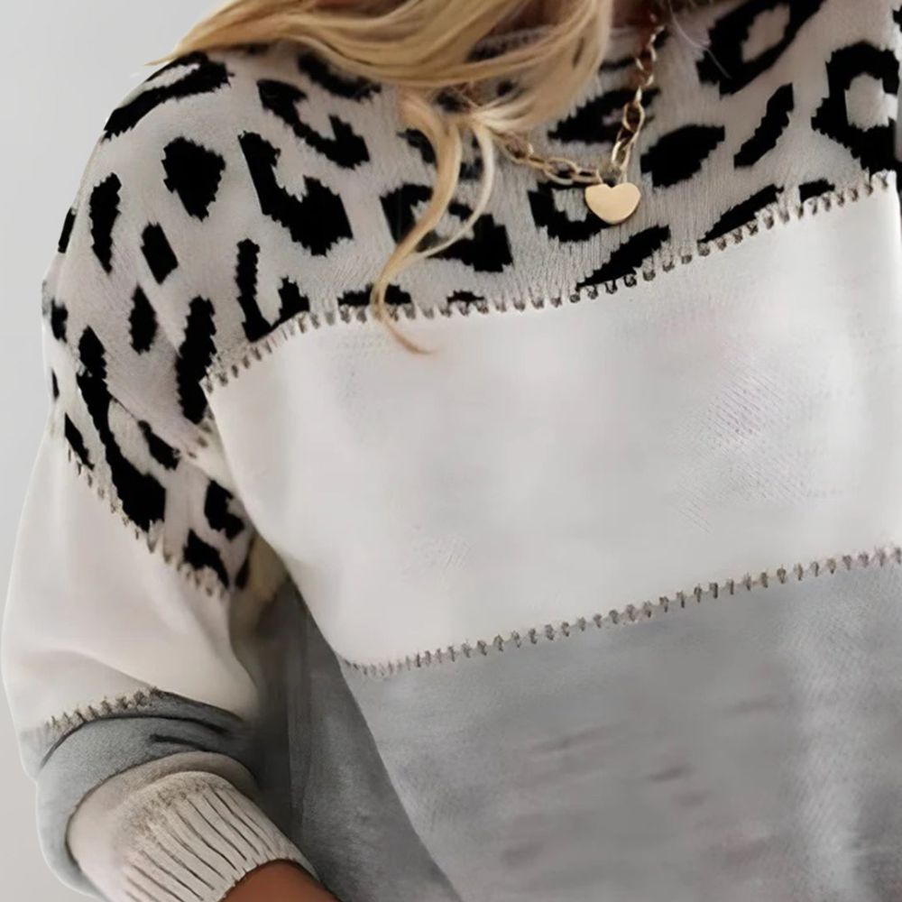 Charmaine | Leopard Accent Knit Sweater