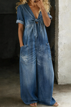 Maya | Short-sleeved jumpsuit with a V-neck