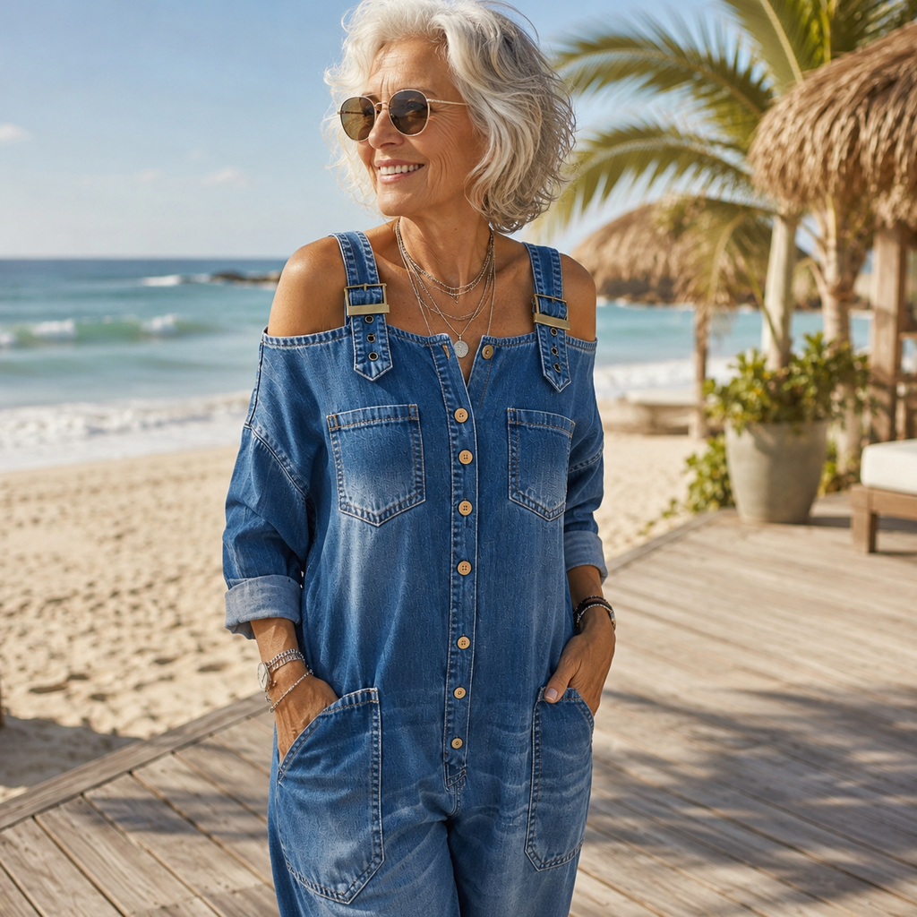 Sophia | Off Shoulder Denim Jumpsuit