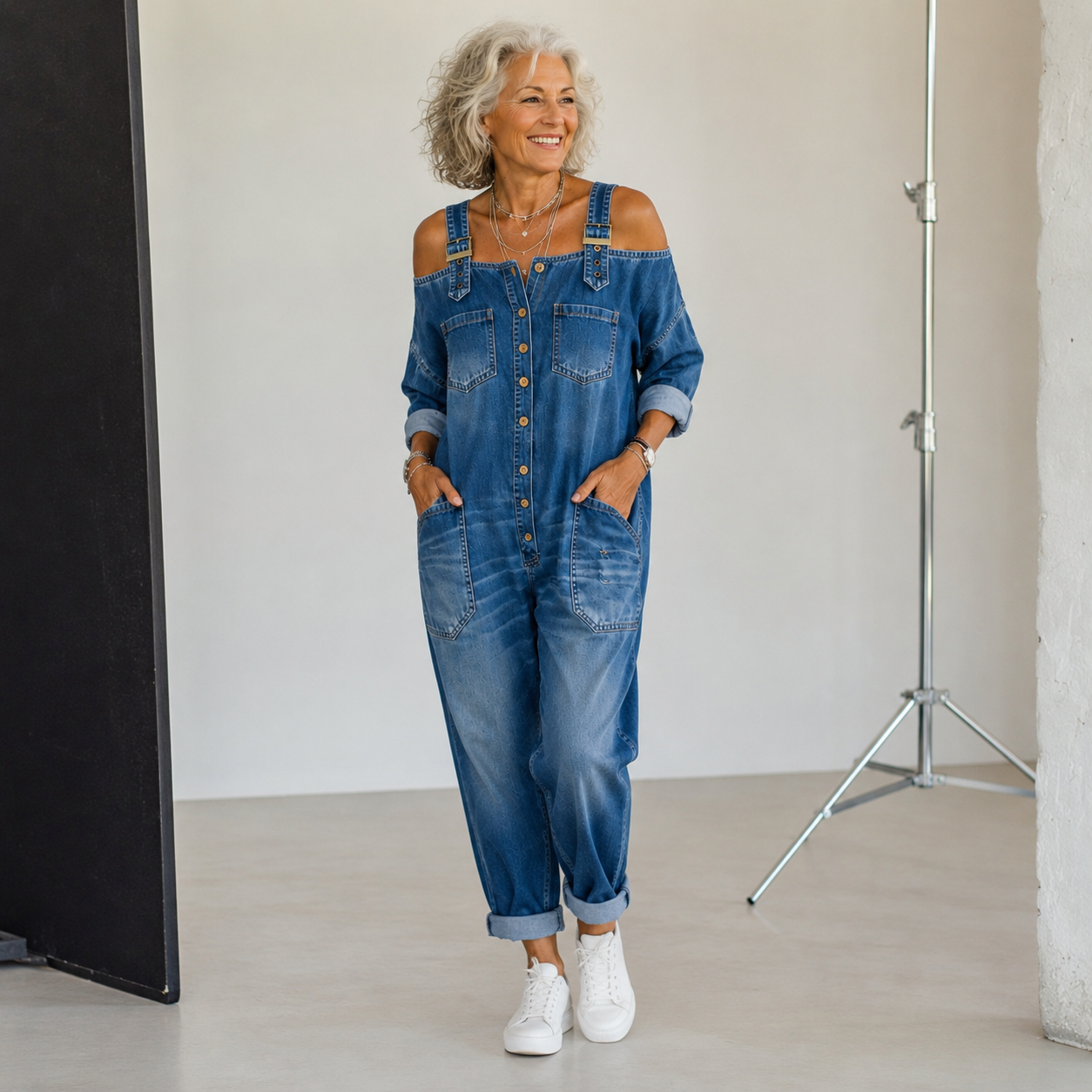 Sophia | Off Shoulder Denim Jumpsuit