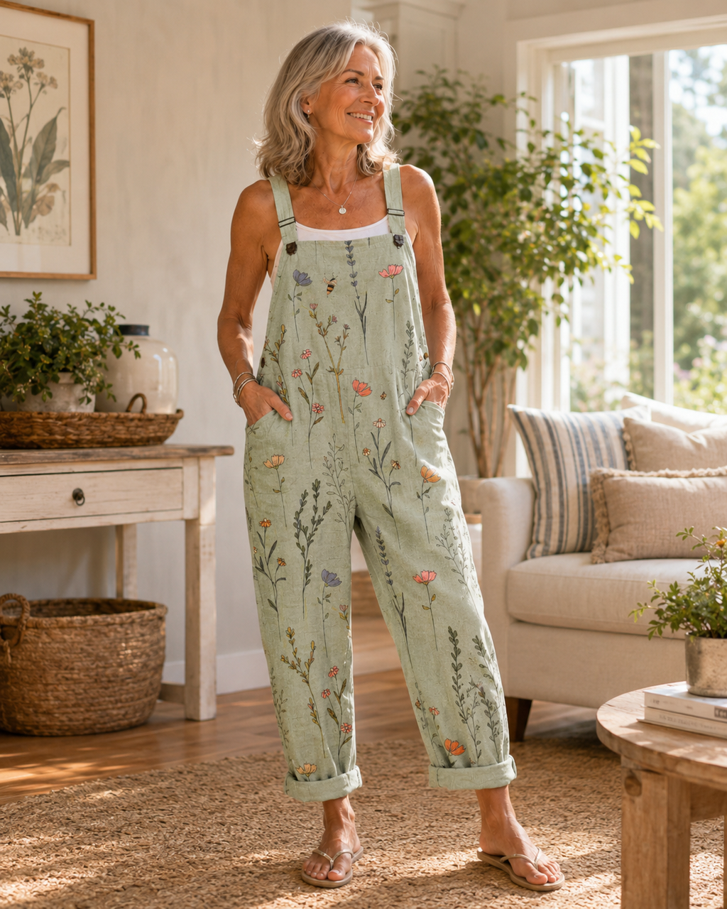 Comfortable Printed Overalls