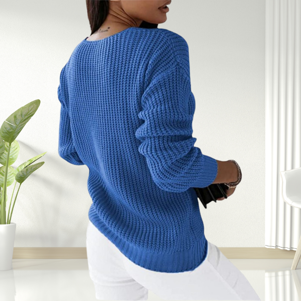 Oriana | Textured V-Neck Knit Sweater