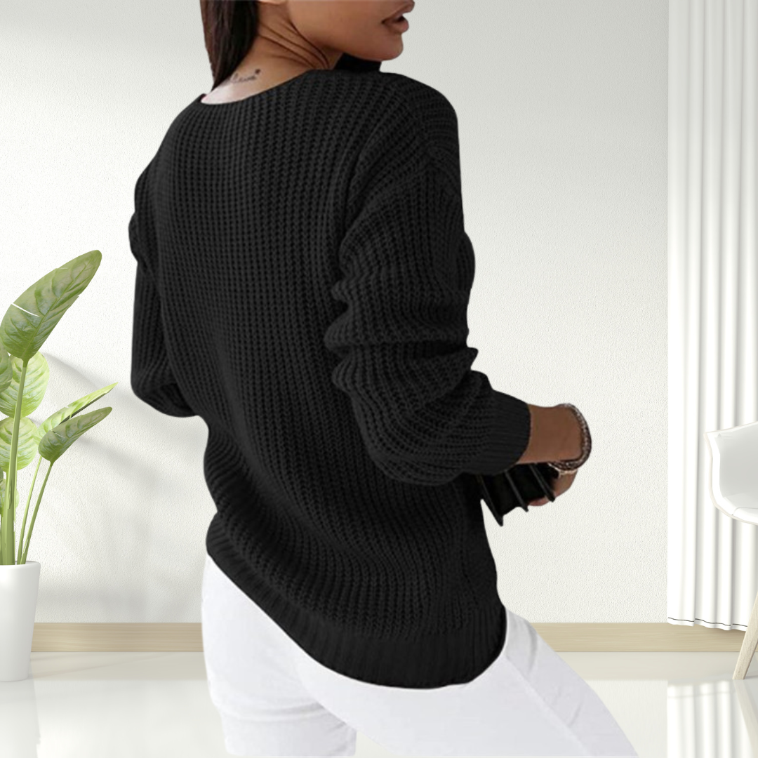 Oriana | Textured V-Neck Knit Sweater