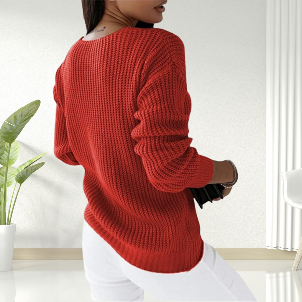Oriana | Textured V-Neck Knit Sweater