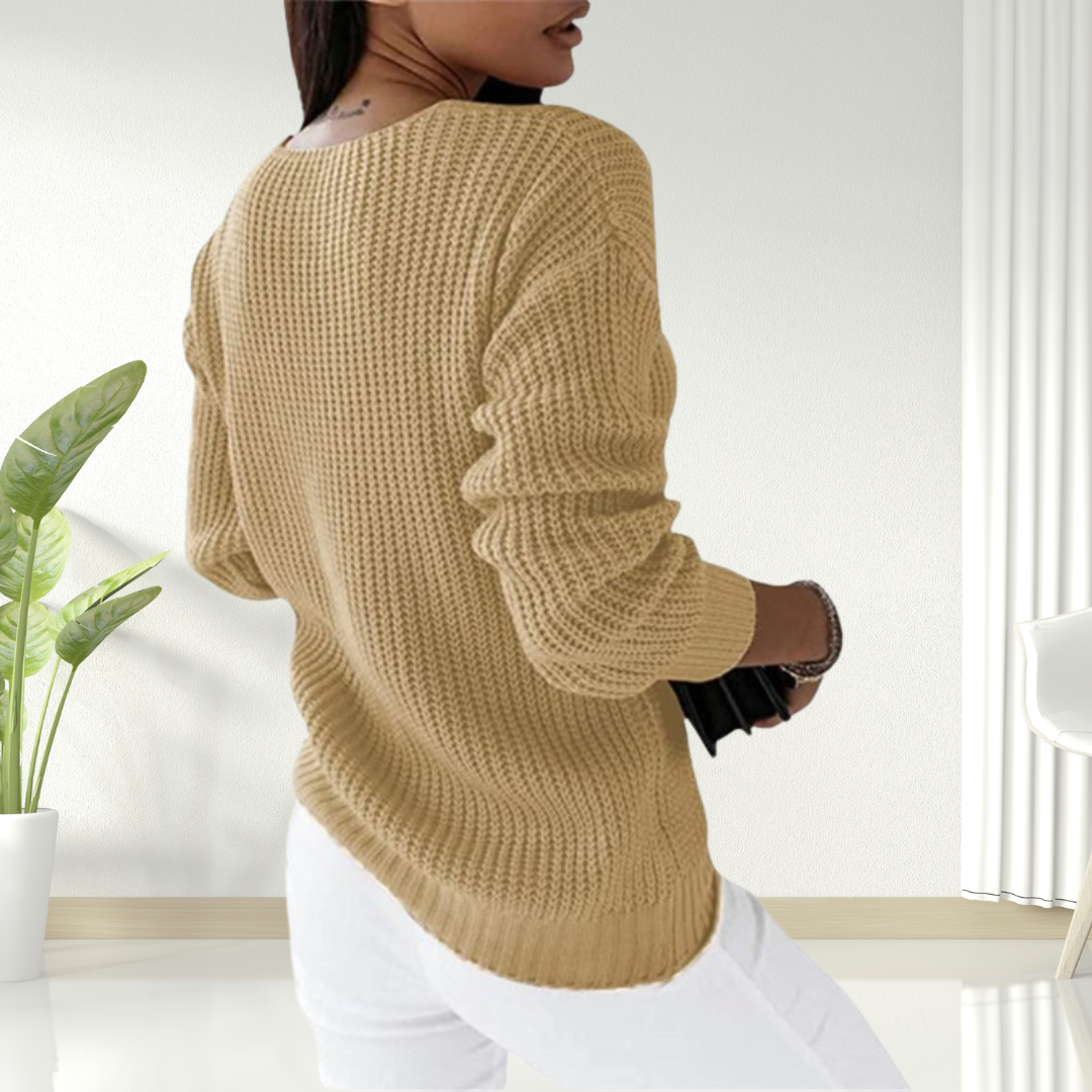 Oriana | Textured V-Neck Knit Sweater