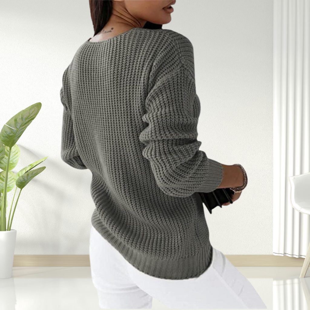 Oriana | Textured V-Neck Knit Sweater