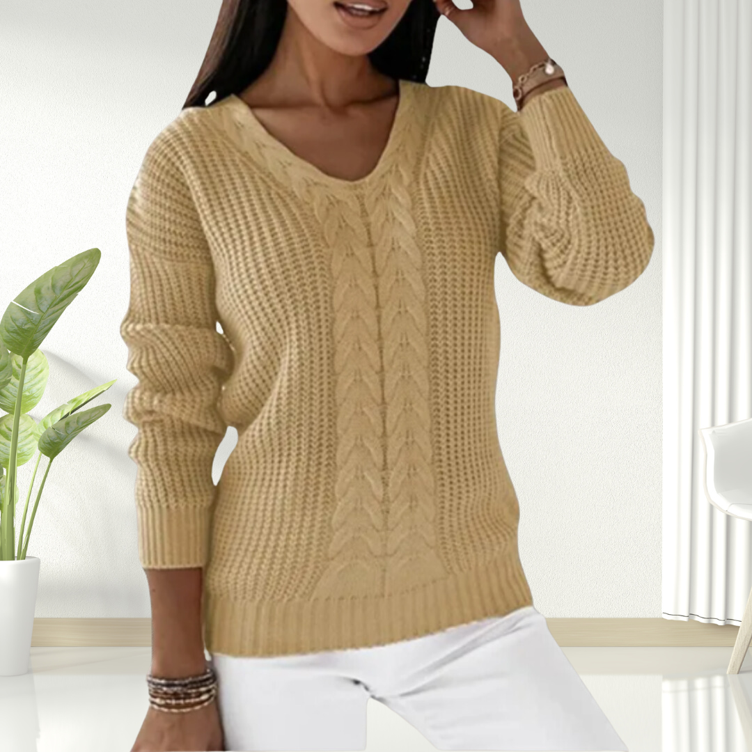 Oriana | Textured V-Neck Knit Sweater
