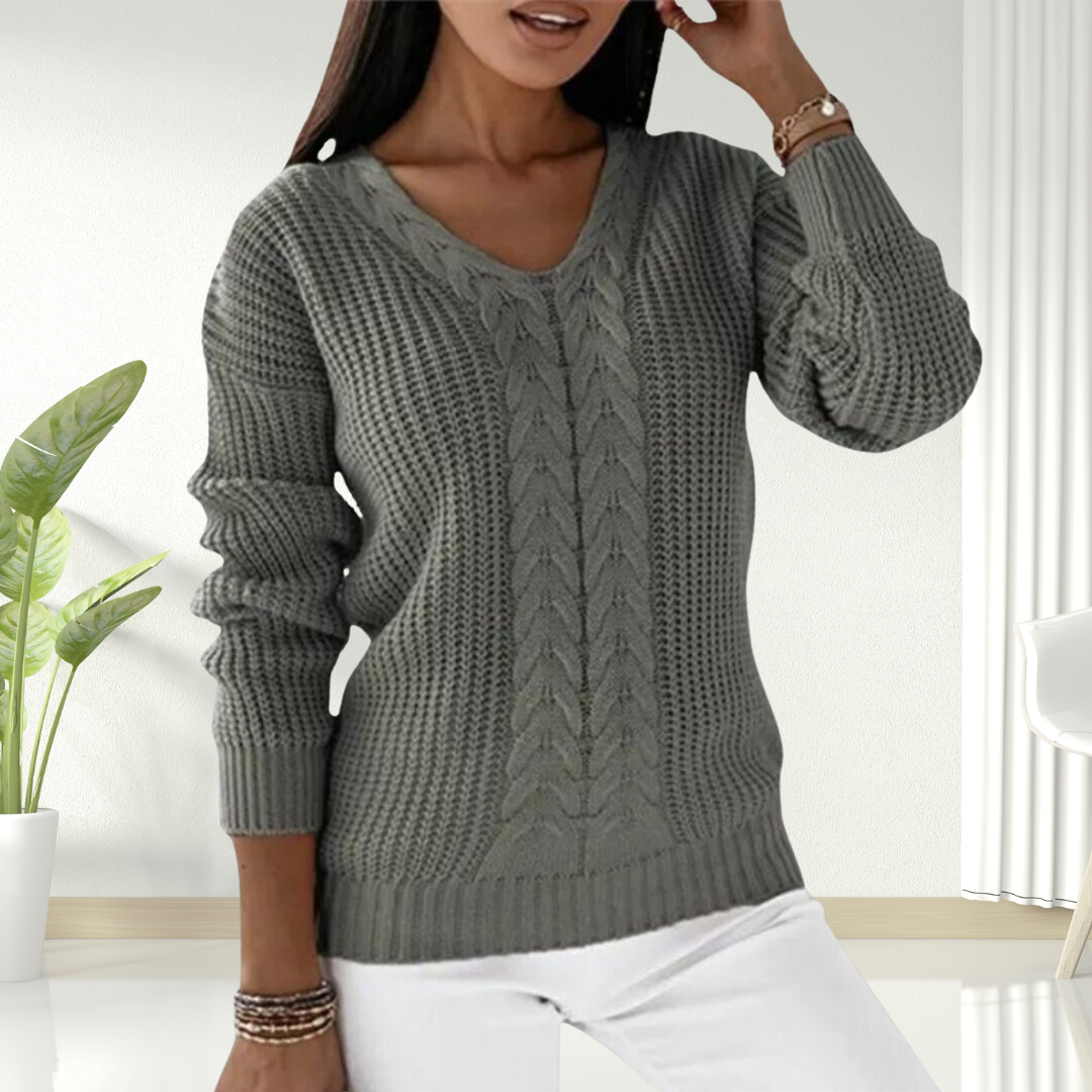 Oriana | Textured V-Neck Knit Sweater