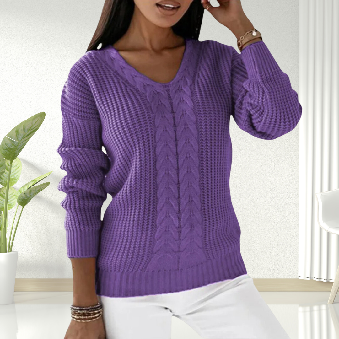 Oriana | Textured V-Neck Knit Sweater