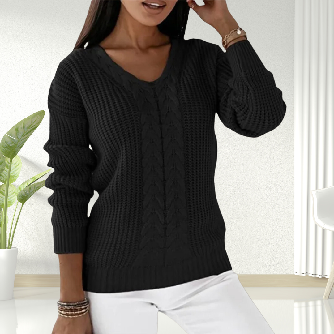 Oriana | Textured V-Neck Knit Sweater