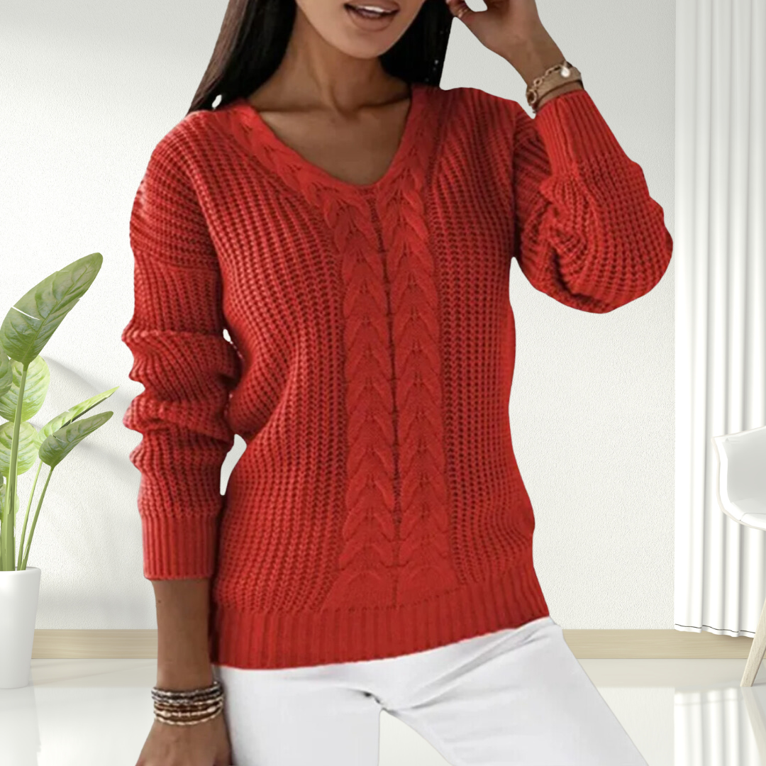 Oriana | Textured V-Neck Knit Sweater