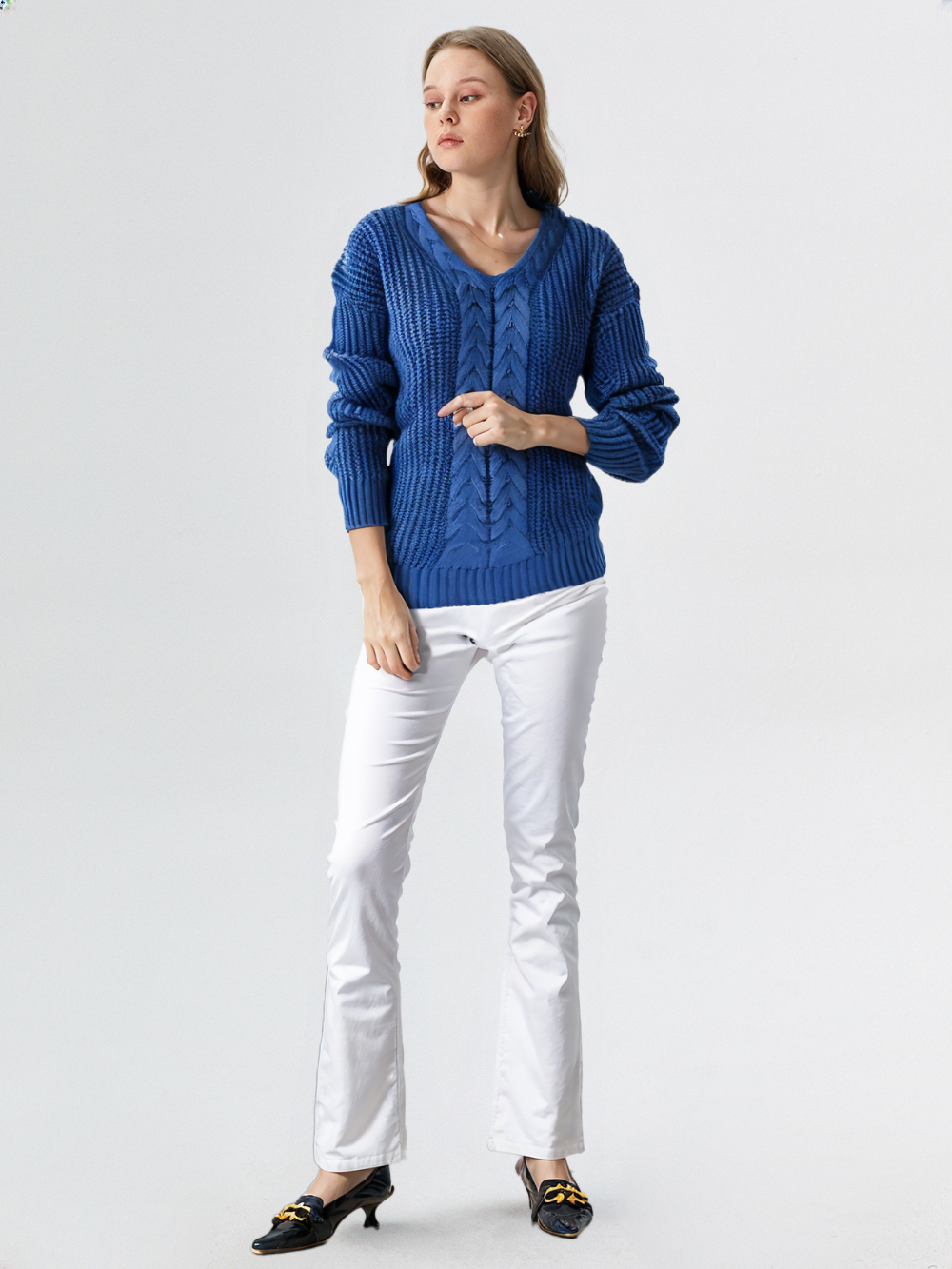 Oriana | Textured V-Neck Knit Sweater