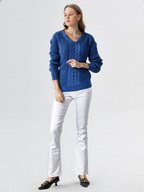 Oriana | Textured V-Neck Knit Sweater
