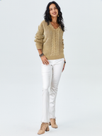 Oriana | Textured V-Neck Knit Sweater